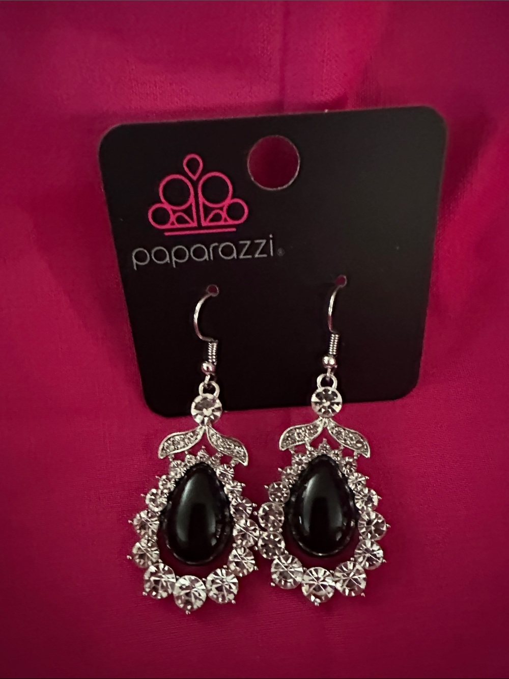Paparazzi Black and Silver Filigree Teardrop Earrings
